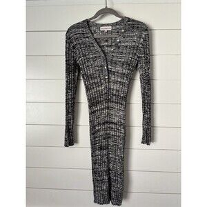 Willow & Wind Black White Gray Heather Ribbed Knit Henley Bodycon Dress Size S